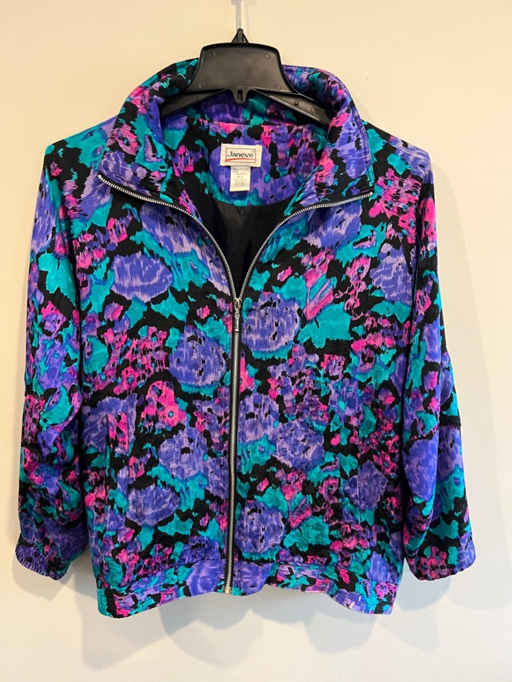 Vibrant Floral Bomber Jacket in Purple & Teal